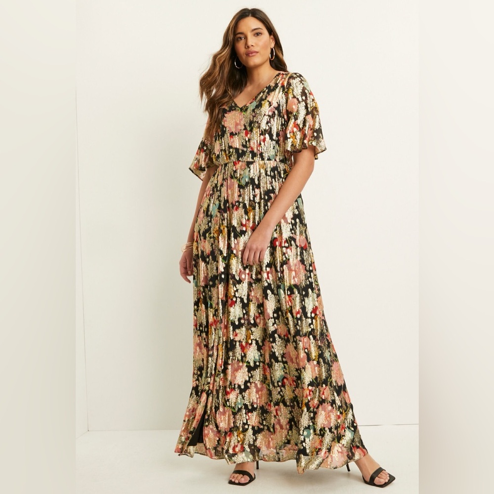 Metallic Printed Maxi Dress